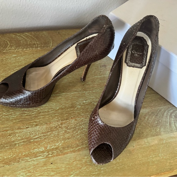 Dior Snakeskin Platform Stiletto Heels—very flattering and still walkable! - Picture 4 of 6